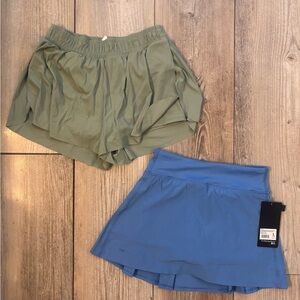 Girls Size Large Summer Skorts - Green and Blue Set of 2 NWT